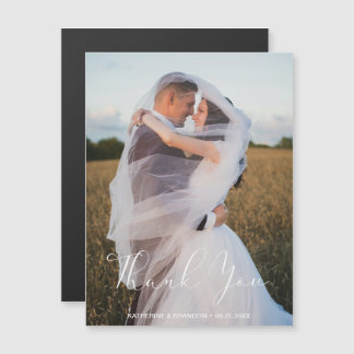 Huwelijksfoto Naam & datum Dank u Magnetische Kaar