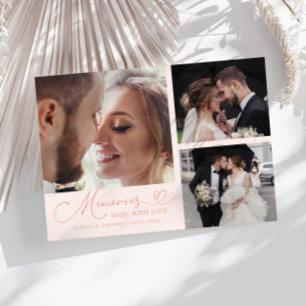 Huwelijksfoto Peach Multi-fotokaart Met Herinnerin Bedankkaart
