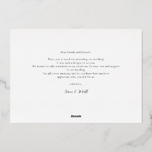 Huwelijksfoto Roos Goudfolie Dank u kaart (Achterkant)