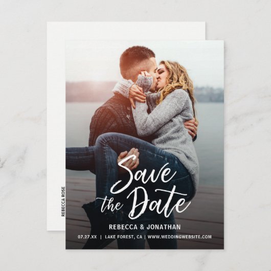 Huwelijksfoto Save the Date-ansichtkaarten | Goedk Aankondigingskaart (Voorkant / Achterkant)