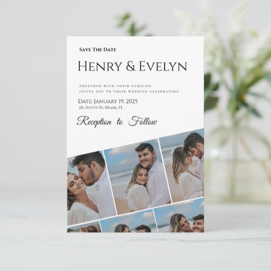 Huwelijksfoto Save the Date Uitnodiging (Staand voorkant)
