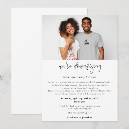 Huwelijksfoto Script Modern Verkleinen Aankondiging (Voorkant / Achterkant)