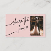 Huwelijksfoto Sharing Pink Blush met QR-code Informatiekaartje (Achterkant)