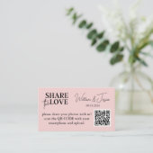Huwelijksfoto Sharing Pink Blush met QR-code Informatiekaartje (Staand voorkant)