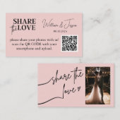 Huwelijksfoto Sharing Pink Blush met QR-code Informatiekaartje (Voorkant / Achterkant)