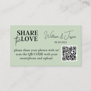 Huwelijksfoto Sharing Sage Green met QR-code Informatiekaartje