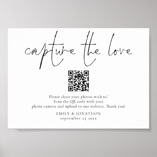 Huwelijksfoto teken QR Code Capture the Love Poster (Voorkant)