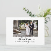 Huwelijksfoto Zwart Wit Dank u kaart (Staand voorkant)