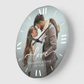 Huwelijksfotoclock met tekst grote klok (Hoek)
