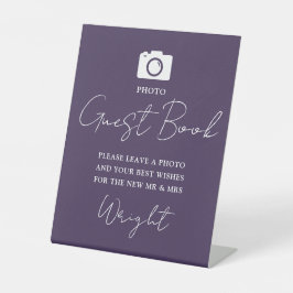 Huwelijksfotogastenboek Script Paars Reclamebord Met Voetstuk