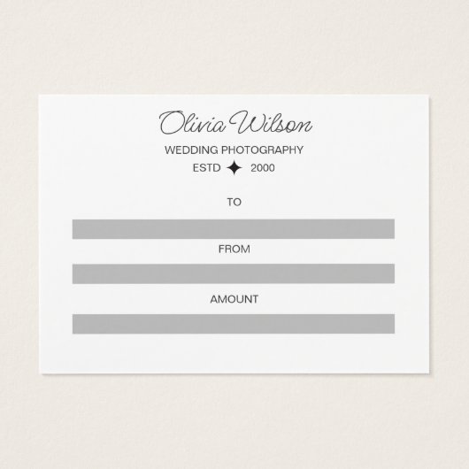 Huwelijksfotografie Cadeaubon Visitekaartje (Achterkant)