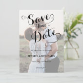 Huwelijksfotografie met nepperkament-effect save the date (Staand voorkant)