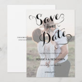 Huwelijksfotografie met nepperkament-effect save the date (Voorkant / Achterkant)