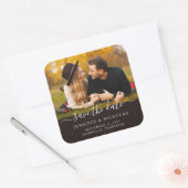 Huwelijksfotografie Save The Date-script Vierkante Sticker (Envelop)