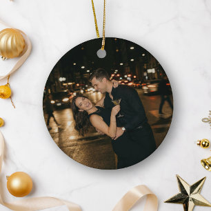Huwelijksfotokado voor Kerstmis Keramisch Ornament