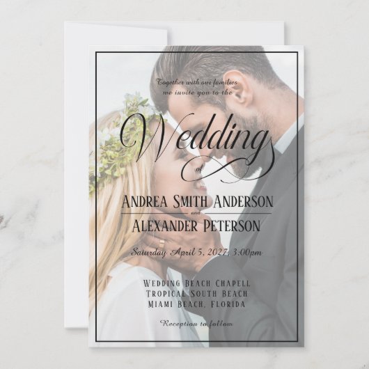 Huwelijksfoto's Dubbelzijdige Uitnodiging (Voorkant)