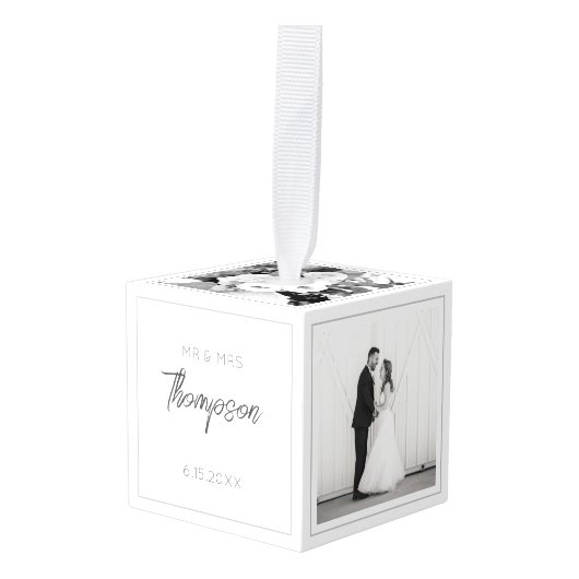 Huwelijksfoto's Mr&Mrs. NAME Moderne Passen getrou Decoratie (Voorkant hoekig)