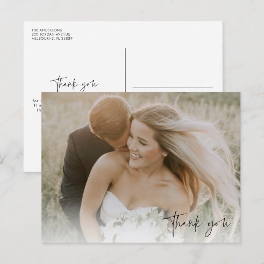Huwelijksfotoscript Dank u Briefkaarten (Voorkant / Achterkant)
