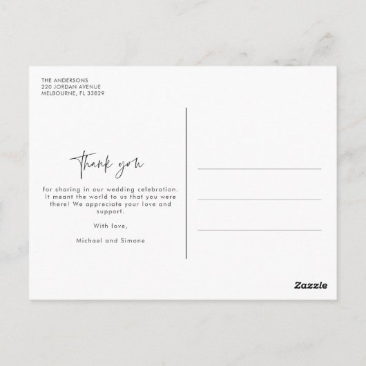 Huwelijksfotoscript Dank u Briefkaarten (Achterkant)