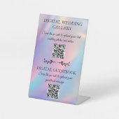 Huwelijksgalerij & Gastenboek QR Code Holografisch Reclamebord Met Voetstuk (Voorkant)