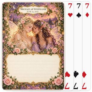 Huwelijksgastenboek handtekeningen dek voor feeën pokerkaarten