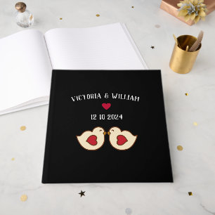 Huwelijksgastenboek met retro liefdesvogels gastenboek