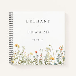 Huwelijksgastenboek met wilde bloemen notitieboek