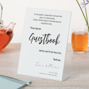 Huwelijksgastenboek Minimalistisch Elegant Reclamebord Met Voetstuk