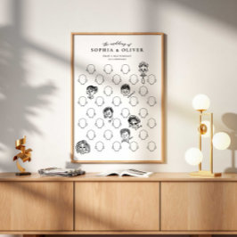 Huwelijksgastenboek Teken je eigen gezicht Poster