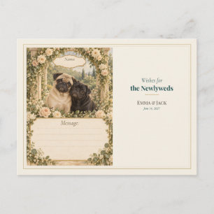 Huwelijksgastenboek Wensen voor Pug Briefkaart