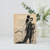 Huwelijksgedicht van Longfellow Bride Groom Silhou Briefkaart (Staand voorkant)