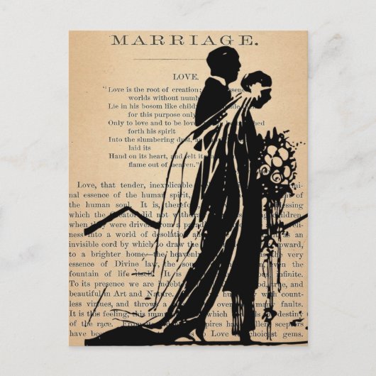 Huwelijksgedicht van Longfellow Bride Groom Silhou Briefkaart (Voorkant)
