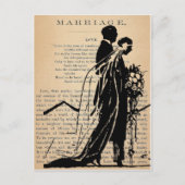 Huwelijksgedicht van Longfellow Bride Groom Silhou Briefkaart (Voorkant)