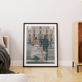 Huwelijksgelift met grote foto en kalligrafie gelo poster