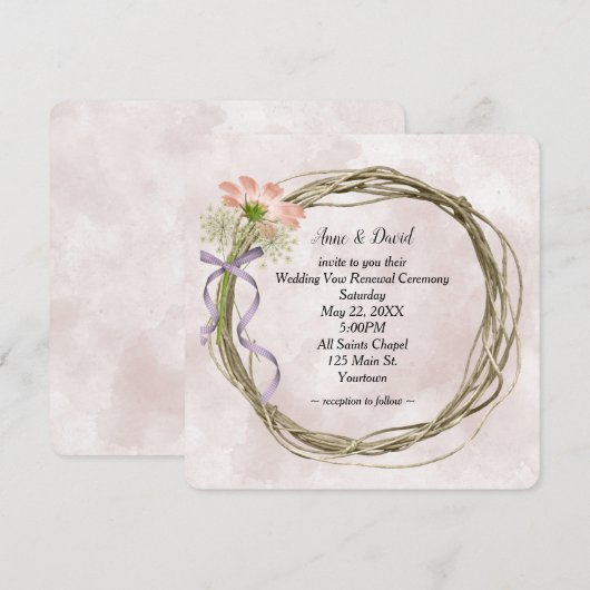 Huwelijksgelofte Verlengingskrans op Roze Waterver Kaart (Voorkant / Achterkant)