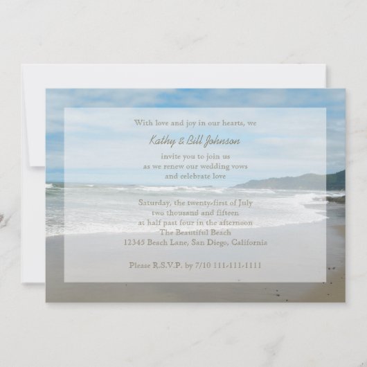 Huwelijksgelofte Vernieuwing door het strand Kaart (Voorkant)