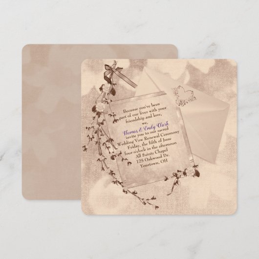 Huwelijksgelofte Vernieuwing in oude stijl uitnodi Aankondiging (Voorkant / Achterkant)