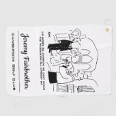 Huwelijksgeloften kerkdienst vicaris. grappig golfhanddoek (Horizontaal)