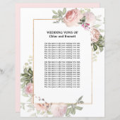 Huwelijksgeloften Pink Rose Floral (Voorkant / Achterkant)