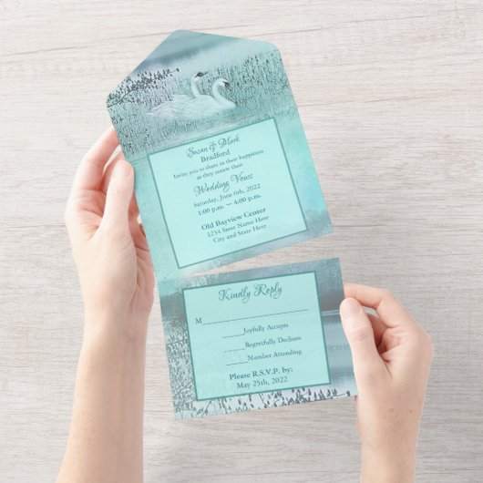 Huwelijksgeloften Verlengen Wilde Zwanen All In One Uitnodiging (Afscheurbaar)