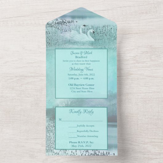 Huwelijksgeloften Verlengen Wilde Zwanen All In One Uitnodiging (Binnen)