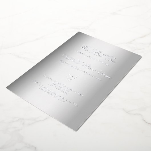 Huwelijksgeloften vernieuwd wit zilver 25e trouwda folie uitnodiging (Gedraaid)