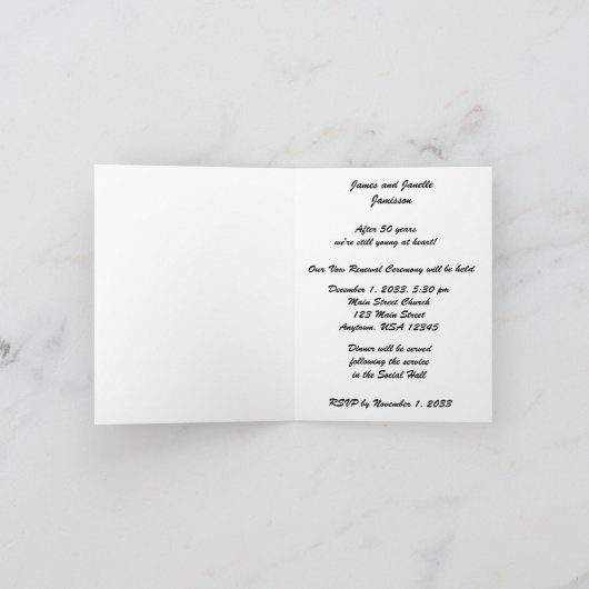 Huwelijksgeloften Vernieuwing Uitnodiging 50 Jaar (Binnen)