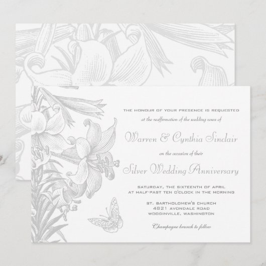 Huwelijksgeloften Vernieuwing Zilveren 25e Hochzei Kaart (Voorkant / Achterkant)