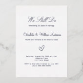 Huwelijksgeloften wit zilver 25 jaar getrouwd folie uitnodiging (Voorkant)