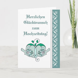 Huwelijksgelukwensen Bloemhart Vogel Duits Kaart