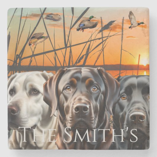 huwelijksgeschenk Labrador Retriever Stenen Onderzetter (Voorkant)
