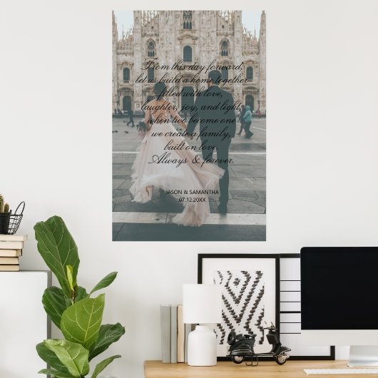 Huwelijksgeschenk met grote foto en kalligrafie ge poster (Thuiskantoor)