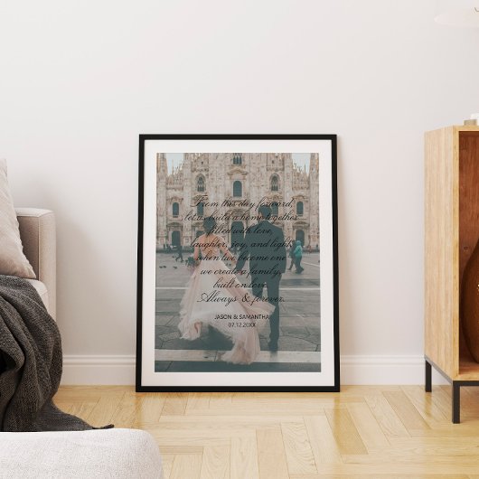 Huwelijksgeschenk met grote foto en kalligrafie ge poster