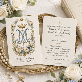 Huwelijksgeschenk met monogram van de Maagd Maria Visitekaartje
